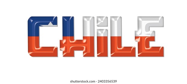 CHILE flag text font, 3D CHILE flag colorful background, CHILE flag vector illustration