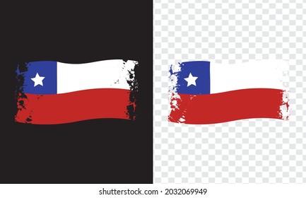 Chile Flag Transparent With Watercolor Paint Brush