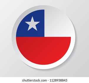 Chile Flag Vector With Circle Round Shape