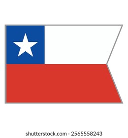 Chile flag vector design and illustration , National flag country with original color, Pennon flag