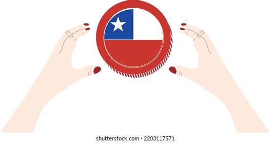 Chile Flag vector hand drawn,Chilean peso vector hand drawn