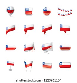 Chile flag, vector illustration on a white background.