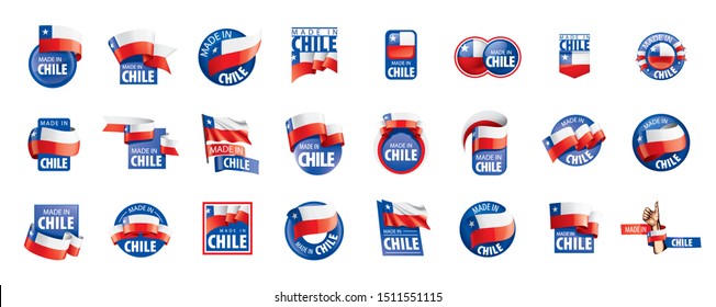 Chile flag, vector illustration set on a white background.