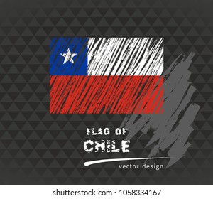 chile flag, vector sketch hand drawn illustration on dark grunge background