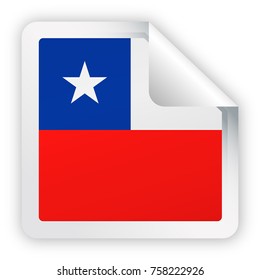 Chile Flag Vector Square Corner Paper Icon - Illustration