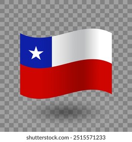 Chile flag vector. Chile wavy flag isolated transparent background. National flag of Chile symbol icon. EPS 10