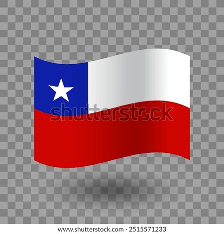 Chile flag vector. Chile wavy flag isolated transparent background. National flag of Chile symbol icon. EPS 10