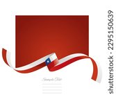 Chile flag vector. World flags and ribbons. Chilean flag ribbon on abstract color background