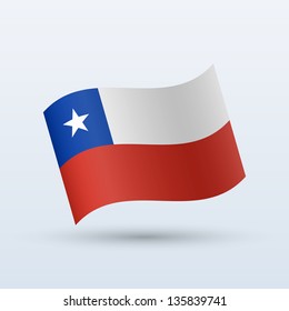 Chile flag waving form on gray background. Vector illustration.