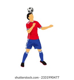 Chile futsal, football, or soccer player heading the ball vector.