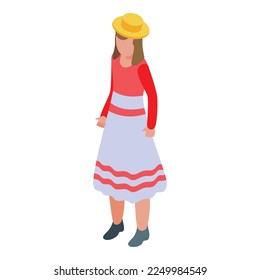 Chile girl icon isometric vector. Country travel. Female costume