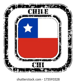 Chile grunge flag on button stamp 