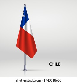 Chile hanging flag on flagpole