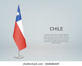 Chile colgando la bandera en el estrado. Plantilla para banner de conferencia política