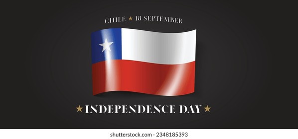Chile happy independence day greeting card, banner with template text vector illustration. Chilean memorial holiday 18th of September design element with flag with stripes