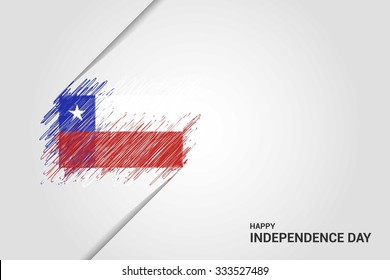 chile  Happy independence day scribble flag. Hand drawn Country flag on Gray crumbled paper. vintage background wallpaper vector illustration.