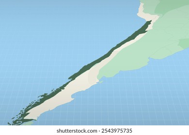 Chile destacou em um mapa detalhado, a localização geográfica do Chile. Mapa vetorial.