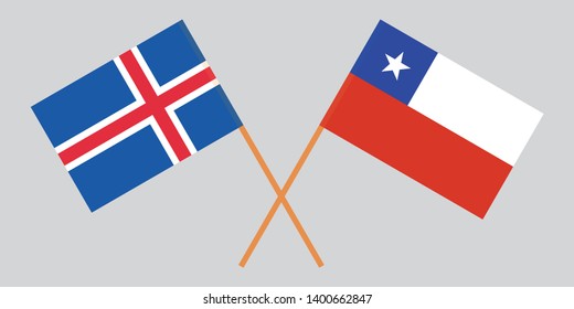 Chile and Iceland. Chilean and Icelandic flags