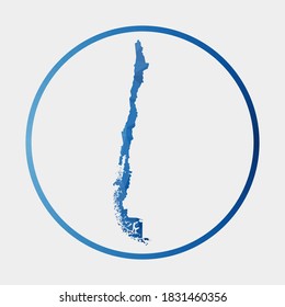 Icono de Chile. Mapa poligonal del país en anillo degradado. Signo redondo bajo de poli Chile. Ilustración vectorial.