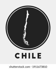 Chile icon. Round logo with country map and title. Stylish Chile badge with map. Vector illustration.