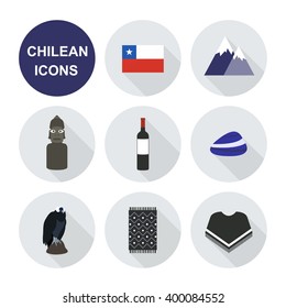 Chile icons. Chilean theme. vector illustration