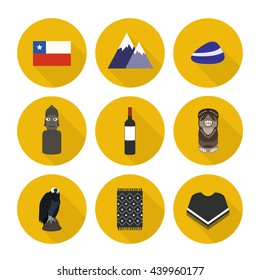 Chile icons. Chilean theme. vector illustration