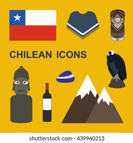 Chile icons. Chilean theme. vector illustration