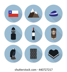 Chile icons. Chilean theme. vector illustration