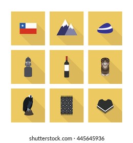 Chile icons. Chilean theme. vector illustration