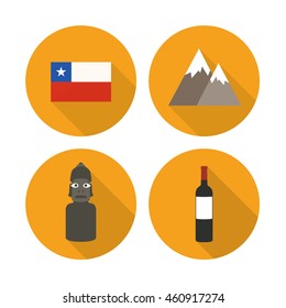 Chile icons. Chilean theme. vector illustration