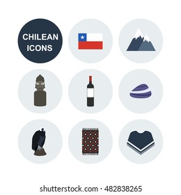 Chile icons. Chilean theme. vector illustration