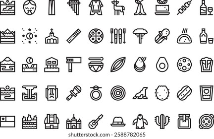 Chile icons High-Quality Vector Icons Collection with Editable Stroke. Ideal for Professional and Creative Projects.