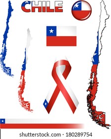 Chile Icons. Set of vector graphic images and symbols representing Chile.