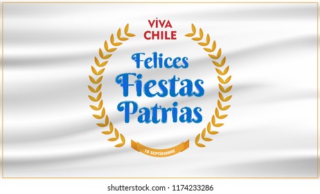 Chile Independence Day 18 September Celebration Card. Red and Blue flag stripe with star celebration Felices Fiestas Patrias, Spanish for Happy National Holidays