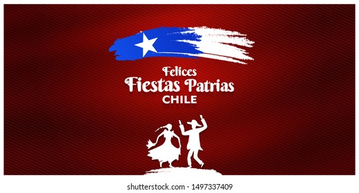 Chile Independence Day 18 September Celebration Card. Red and Blue flag stripe with star celebration Felices Fiestas Patrias, Spanish for Happy National Holidays	
