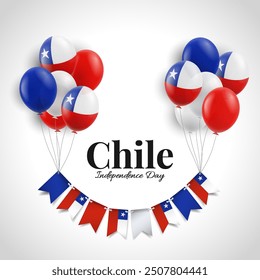 Chile Independence Day. Background with balloons. Vector Illustration
