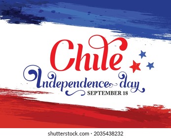 Chile Independence Day Calligraphy Hand Lettering Text. Chilean Holiday on September 18. Flag of Chile.