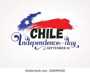 Chile Independence Day Calligraphy Hand Lettering Text. Chilean Holiday on September 18. Flag of Chile.