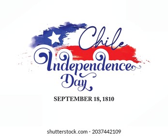 Chile Independence Day Calligraphy Hand Lettering Text. Chilean Holiday on September 18. Flag of Chile.