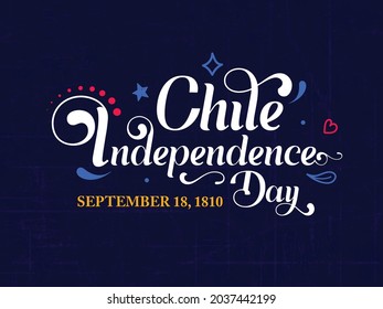 Chile Independence Day Calligraphy Hand Lettering Text. Chilean Holiday on September 18.