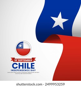 Chile independence day celebration square Banner illustration with waving flag vector illustration