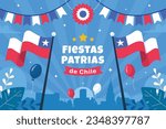 Chile Independence Day. Chilean fiestas patrias celebrations. Happy National Holiday Fiestas Patrias. September 18. Vector illustration. Poster, Banner, Greeting Card. Chile fiestas patrias background