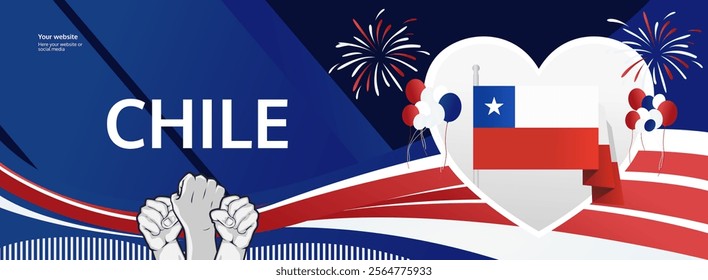 Chile Independence Day festivities banner. Trendy templates for holiday celebration, greeting card, promo, ads, or Independence event. Happy Chile National Day on 18 September 