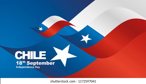 Chile Independence Day flag ribbon landscape background