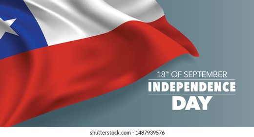 Chile independence day greeting card, banner with template text vector illustration. Chilean memorial holiday 18th of September design element with flag with stripes and star 