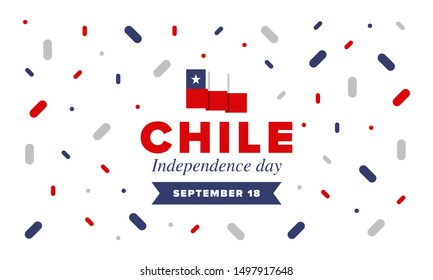 Chile Independence Day. Happy national holiday Fiestas Patrias. Freedom day. Celebrate annual in September 18. Chile flag. Patriotic chilean design. Poster, card, banner, template, background. Vector