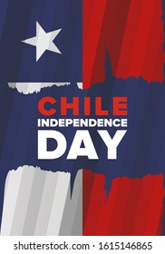 Chile Independence Day. Happy national holiday Fiestas Patrias. Freedom day. Celebrate annual in September 18. Chile flag. Patriotic chilean design. Poster, card, banner, template, background. Vector