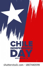 Chile Independence Day. Happy national holiday Fiestas Patrias. Freedom day. Celebrate annual in September 18. Chile flag. Patriotic chilean design. Poster, card, banner, template, background. Vector