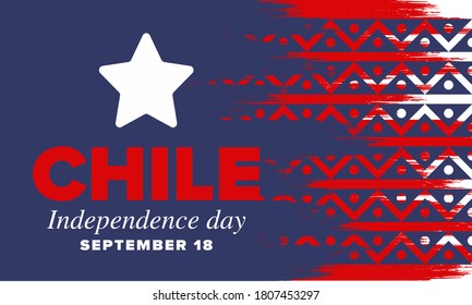 Chile Independence Day. Happy national holiday Fiestas Patrias. Freedom day. Celebrate annual in September 18. Chile flag. Patriotic chilean design. Poster, card, banner, template, background. Vector