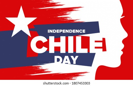 Chile Independence Day. Happy national holiday Fiestas Patrias. Freedom day. Celebrate annual in September 18. Chile flag. Patriotic chilean design. Poster, card, banner, template, background. Vector